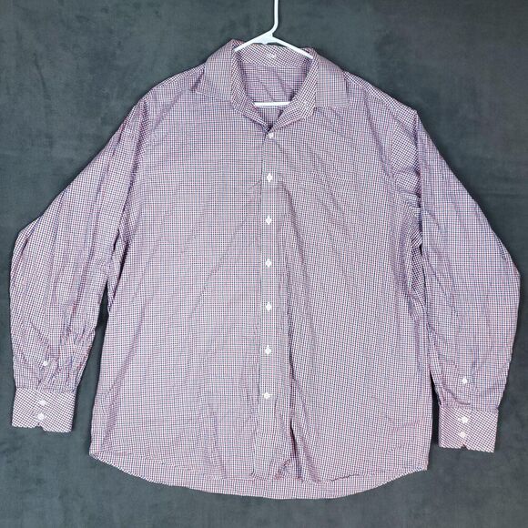 Other - J.Hilburn Shirt Mens 3XL Red White Blue Gingham Long Sleeve Dress Shirt Classic